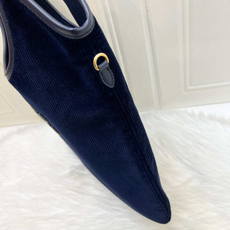 Miu Miu Ivy Tote Bag in Navy Blue Corduroy and GHW