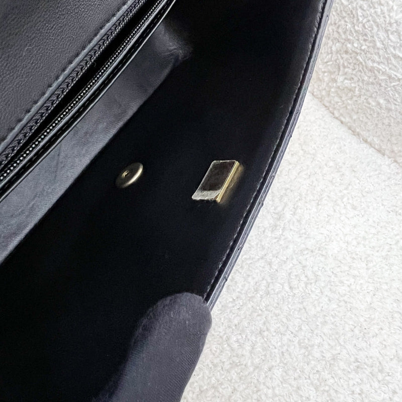Chanel 23K Small Flap with Top Handle in Black Lambskin and AGHW (Model: AS4408)