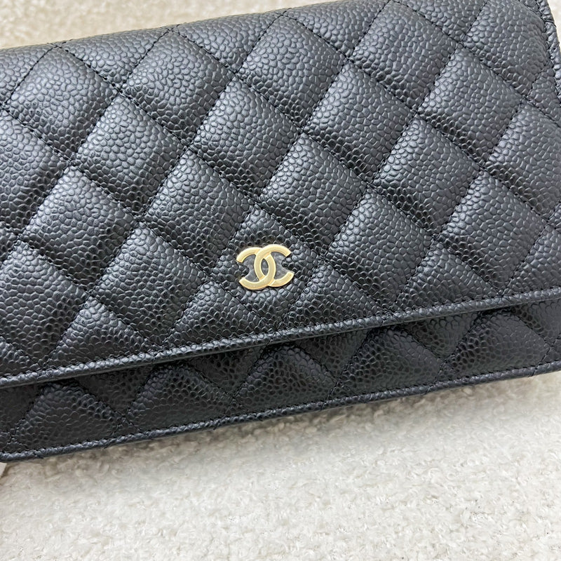 Chanel Classic Wallet on Chain WOC in Black Caviar and LGHW