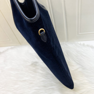Miu Miu Ivy Tote Bag in Navy Blue Corduroy and GHW