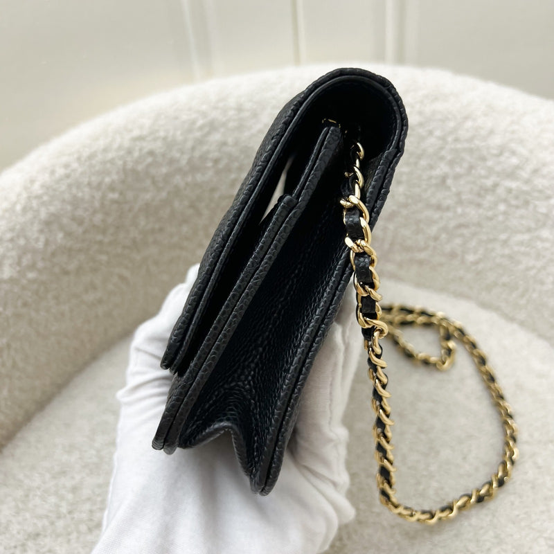 Chanel Classic Wallet on Chain WOC in Black Caviar and LGHW