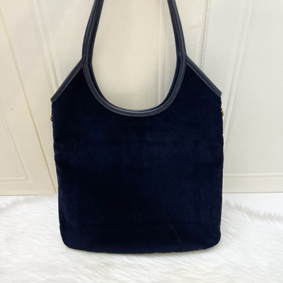 Miu Miu Ivy Tote Bag in Navy Blue Corduroy and GHW