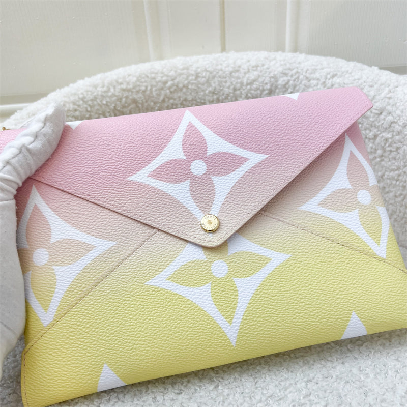 LV Large Kirigami Pochette in Pink / Yellow By the Pool Canvas and GHW