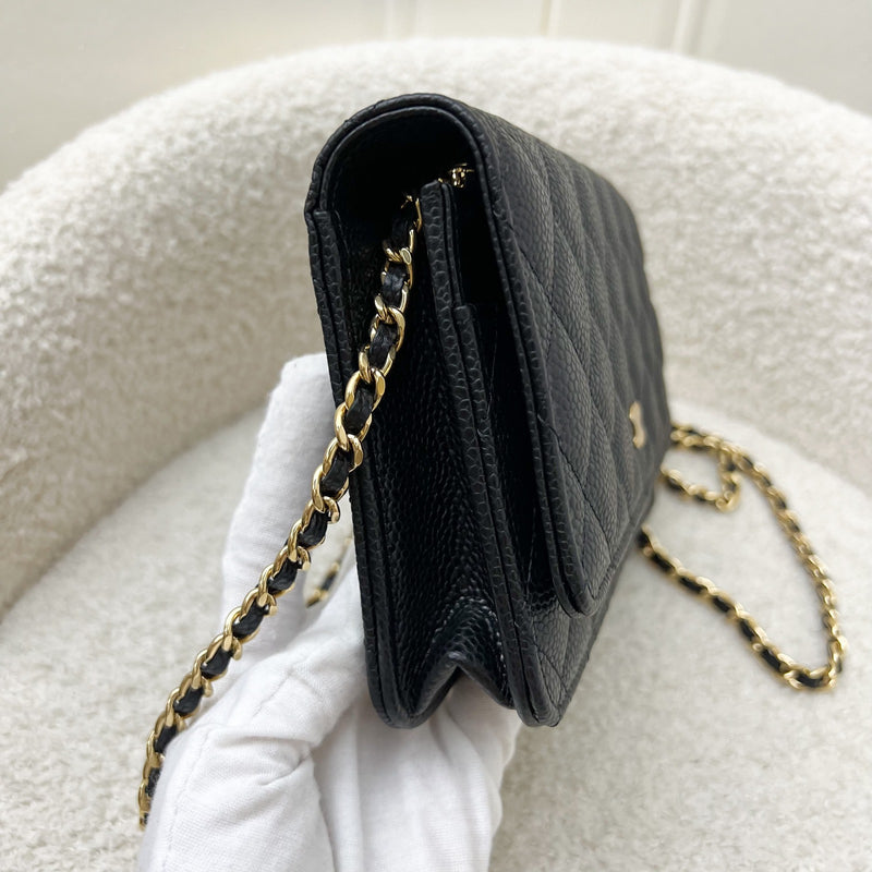 Chanel Classic Wallet on Chain WOC in Black Caviar and LGHW