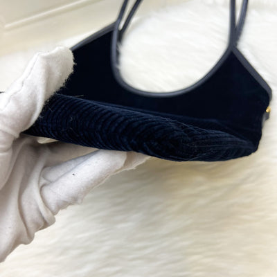 Miu Miu Ivy Tote Bag in Navy Blue Corduroy and GHW