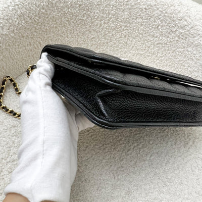 Chanel Classic Wallet on Chain WOC in Black Caviar and LGHW