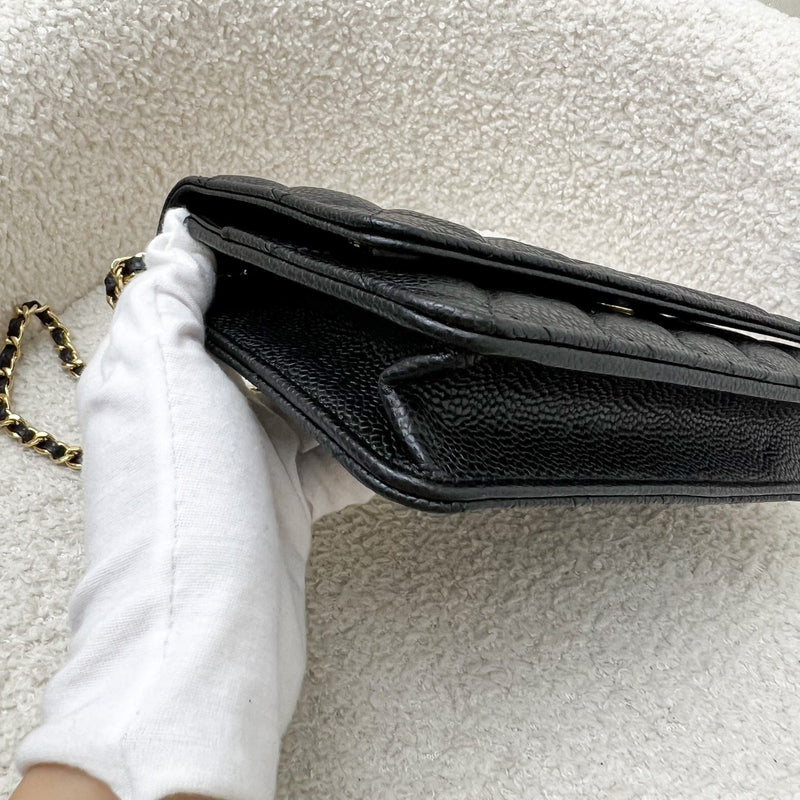 Chanel Classic Wallet on Chain WOC in Black Caviar and LGHW