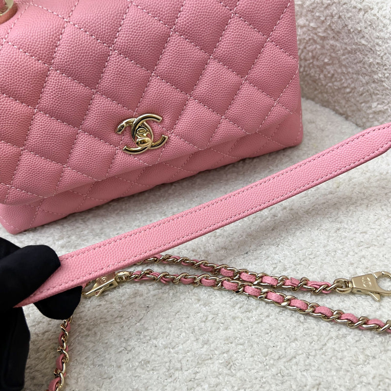 Chanel Small 24cm Coco Handle Flap in 20A Pink Caviar and LGHW (Model: A92990)