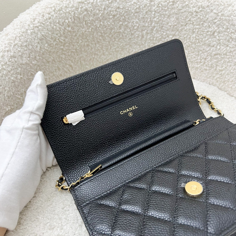 Chanel Classic Wallet on Chain WOC in Black Caviar and LGHW