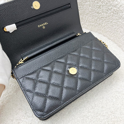 Chanel Classic Wallet on Chain WOC in Black Caviar and LGHW