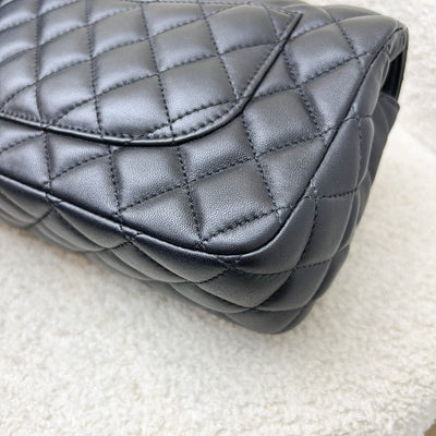 Chanel 23K Small Flap with Top Handle in Black Lambskin and AGHW (Model: AS4408)