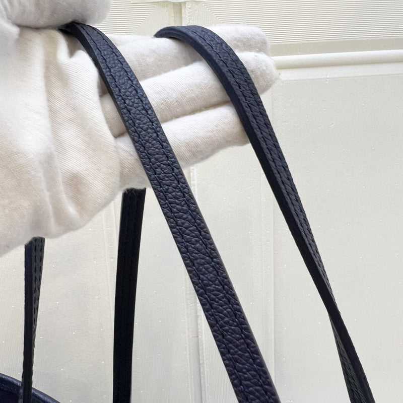 LV Neverfull MM Tote in Navy Giant Monogram Empreinte Leather and GHW (With Attached Pouch)