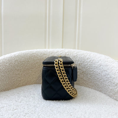 Chanel 22K Adjustable Chain Small Vanity in Black Lambskin AGHW