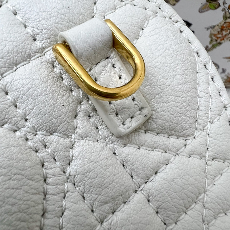 Dior Caro Heart Pouch with Chain in White Calfskin and GHW