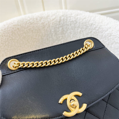 Chanel Mini Curved Flap Bag in Black Leather and AGHW