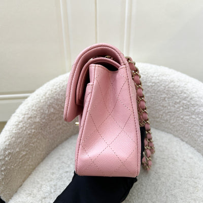 Chanel Small Classic Flap CF in 22C Sakura Pink Caviar and LGHW (Model: A01113)