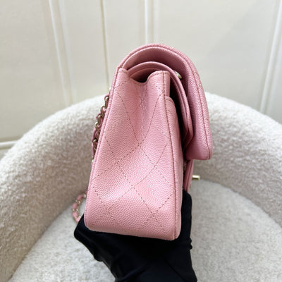 Chanel Small Classic Flap CF in 22C Sakura Pink Caviar and LGHW (Model: A01113)