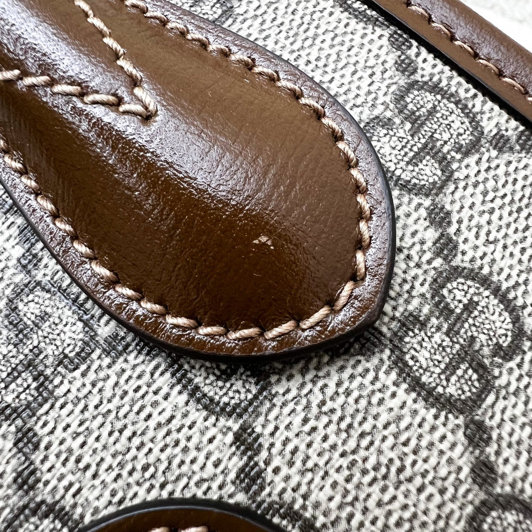 Gucci Interlocking G Mini Tote Bag in GG Supreme Canvas with Brown