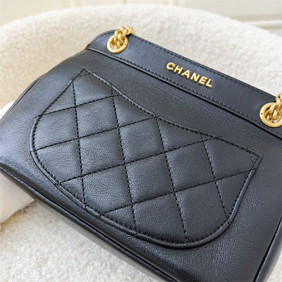 Chanel Mini Curved Flap Bag in Black Leather and AGHW