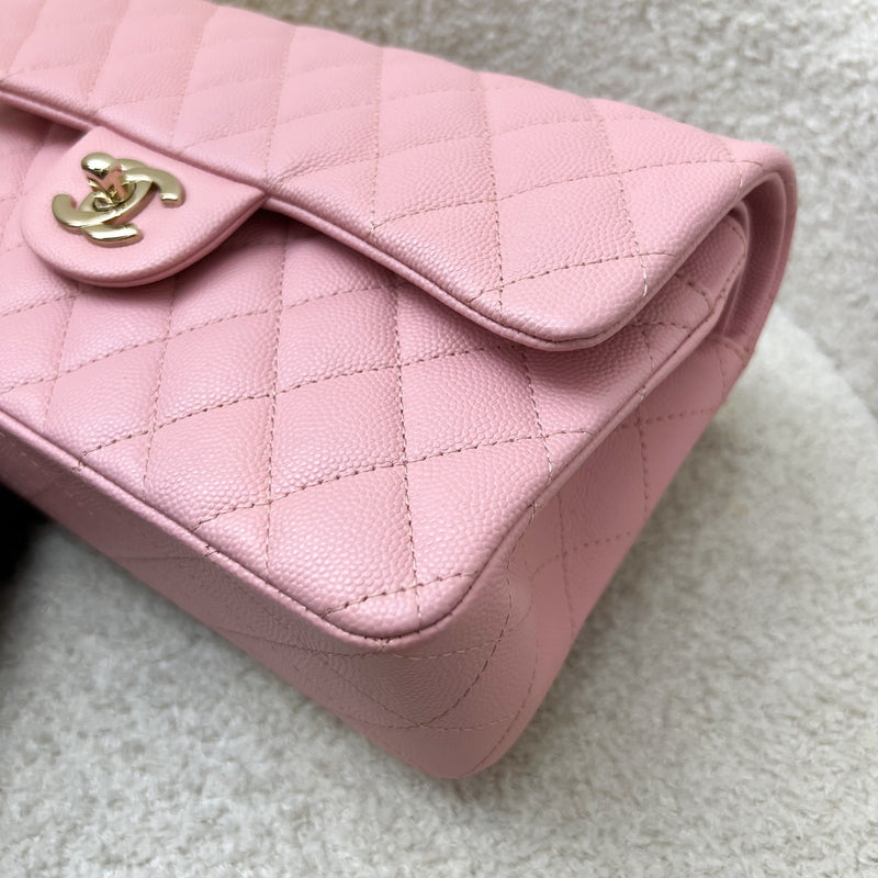 Chanel Small Classic Flap CF in 22C Sakura Pink Caviar and LGHW (Model: A01113)