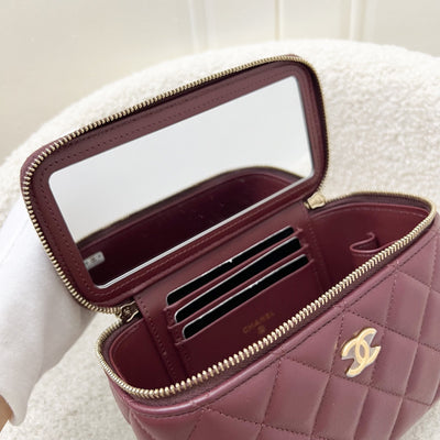 Chanel Top Handle Small Vanity in Burgundy Lambskin and AGHW