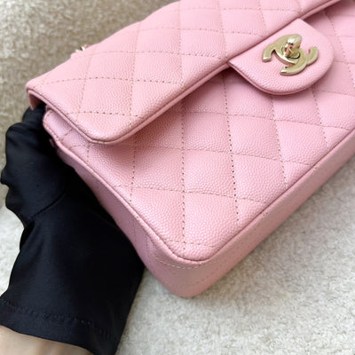 Chanel Small Classic Flap CF in 22C Sakura Pink Caviar and LGHW (Model: A01113)
