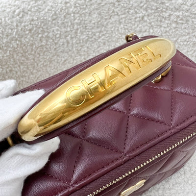 Chanel Top Handle Small Vanity in Burgundy Lambskin and AGHW