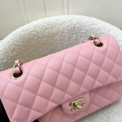 Chanel Small Classic Flap CF in 22C Sakura Pink Caviar and LGHW (Model: A01113)