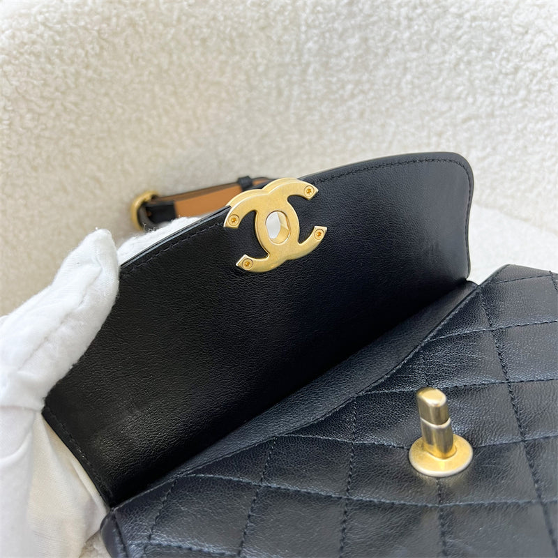 Chanel Mini Curved Flap Bag in Black Leather and AGHW