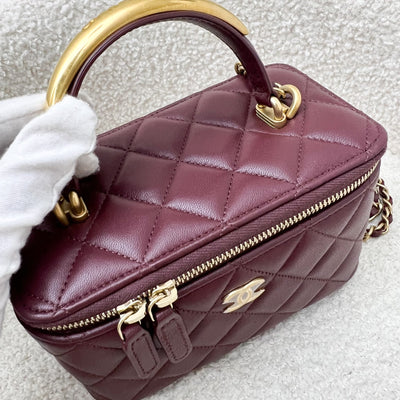 Chanel Top Handle Small Vanity in Burgundy Lambskin and AGHW