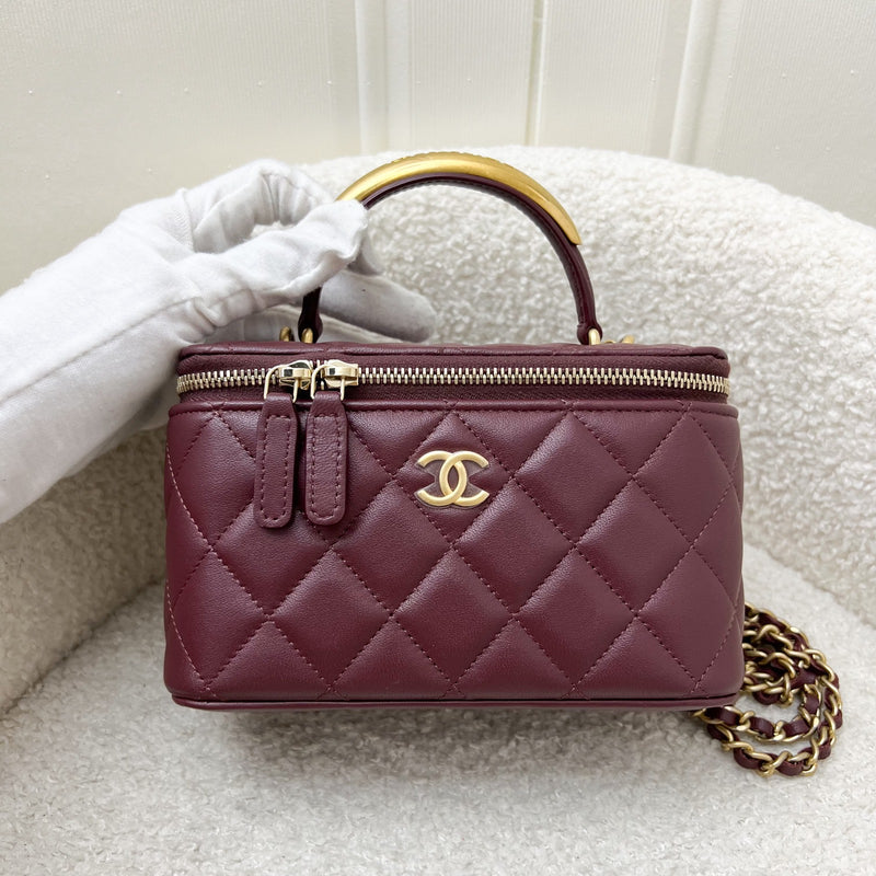 Chanel Top Handle Small Vanity in Burgundy Lambskin and AGHW