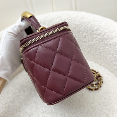 Chanel Top Handle Small Vanity in Burgundy Lambskin and AGHW