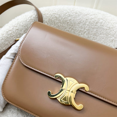 Celine Classique Triomphe Flap Bag in Bronze (Caramel) Shiny Calfskin and GHW