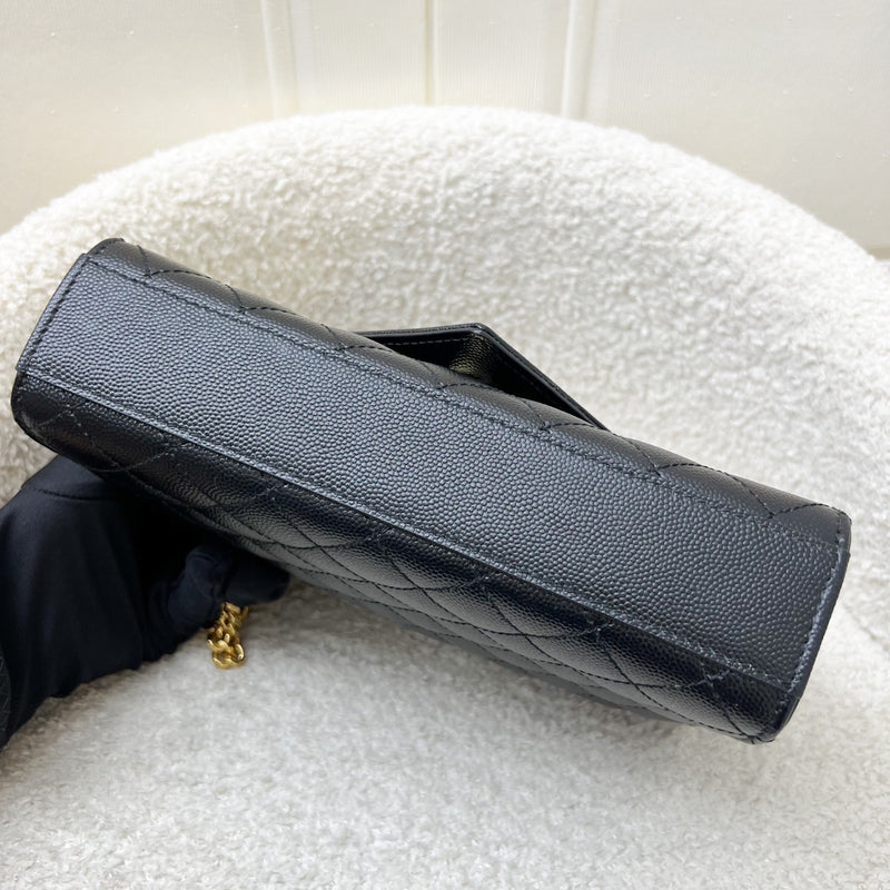 Saint Laurent YSL Small Envelope Flap in Quilted Grain De Poudre Embossed Black Leather and GHW