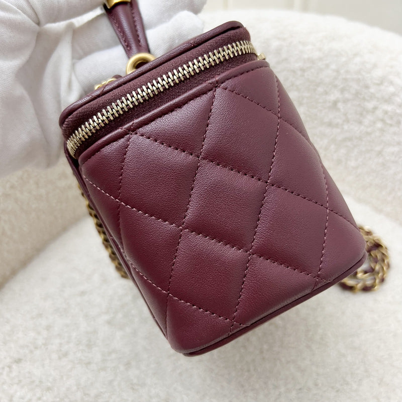 Chanel Top Handle Small Vanity in Burgundy Lambskin and AGHW