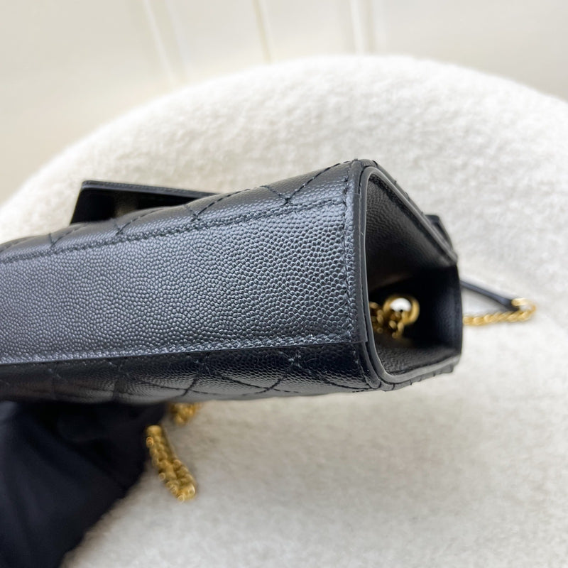 Saint Laurent YSL Small Envelope Flap in Quilted Grain De Poudre Embossed Black Leather and GHW