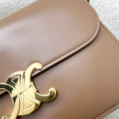 Celine Classique Triomphe Flap Bag in Bronze (Caramel) Shiny Calfskin and GHW