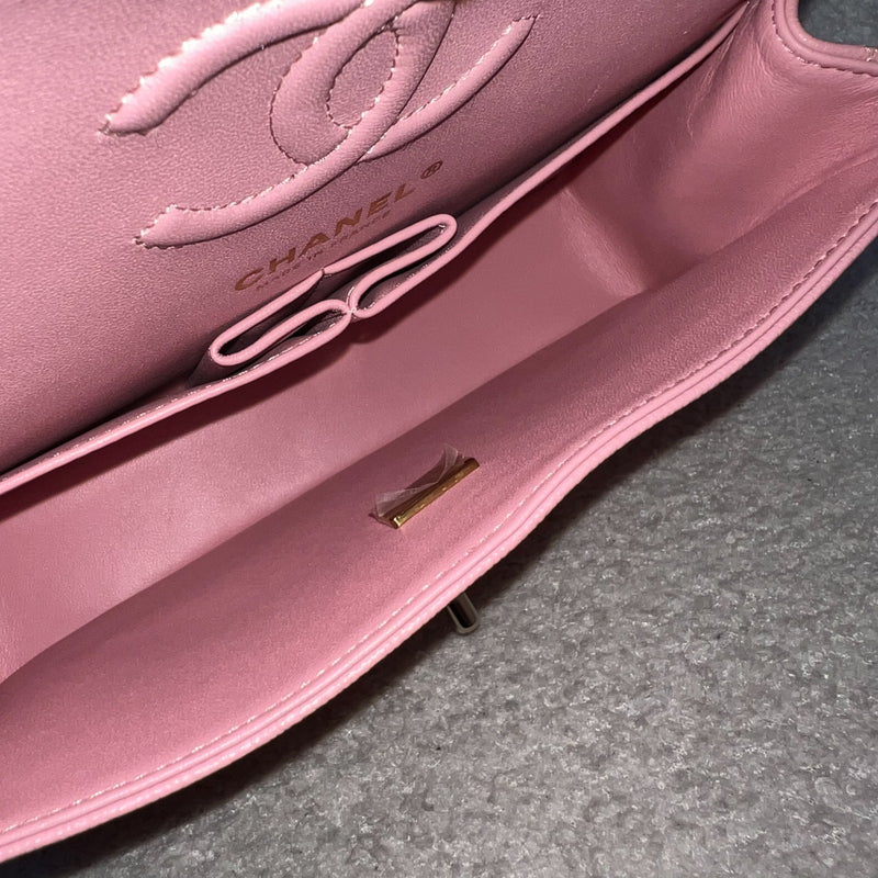 Chanel Small Classic Flap CF in 22C Sakura Pink Caviar and LGHW (Model: A01113)