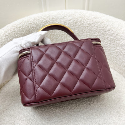 Chanel Top Handle Small Vanity in Burgundy Lambskin and AGHW