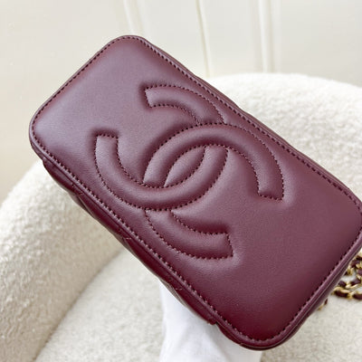 Chanel Top Handle Small Vanity in Burgundy Lambskin and AGHW