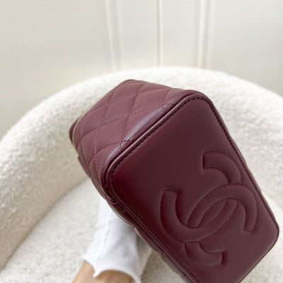 Chanel Top Handle Small Vanity in Burgundy Lambskin and AGHW