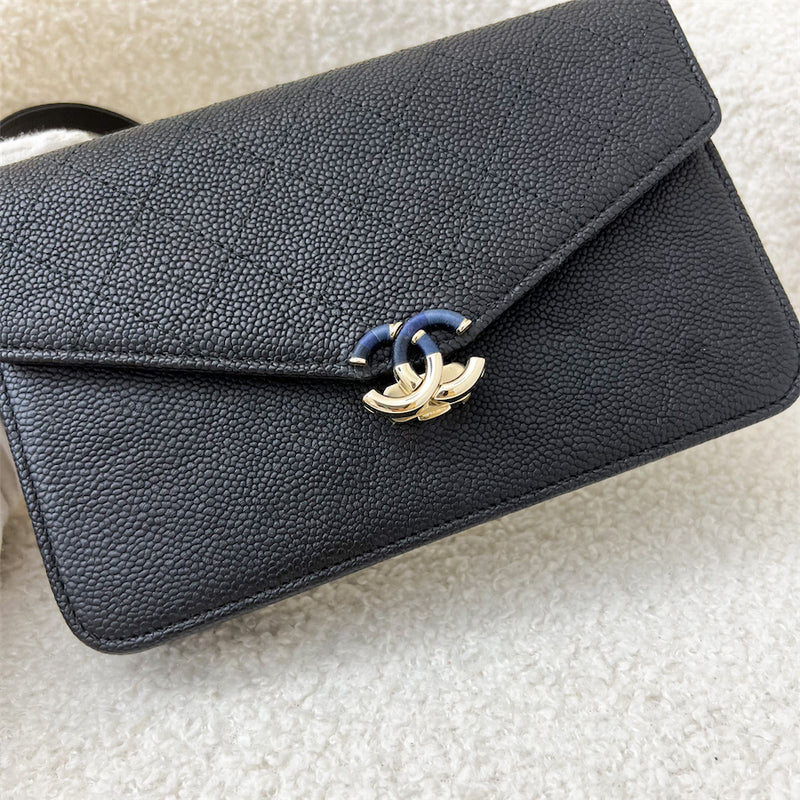 Chanel Thread Around Wallet on Chain WOC in Black Caviar and LGHW