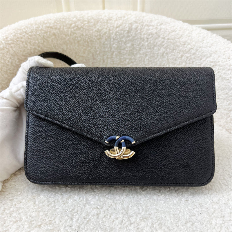 Chanel Thread Around Wallet on Chain WOC in Black Caviar and LGHW