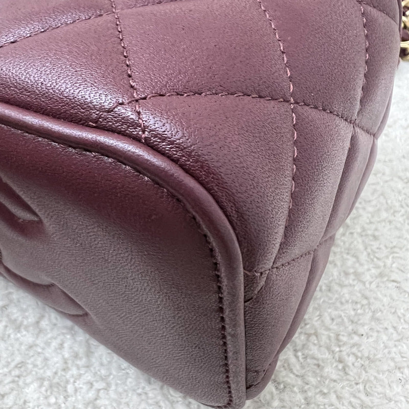 Chanel Top Handle Small Vanity in Burgundy Lambskin and AGHW