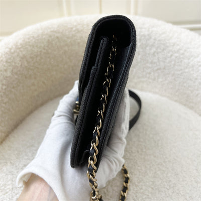 Chanel Thread Around Wallet on Chain WOC in Black Caviar and LGHW