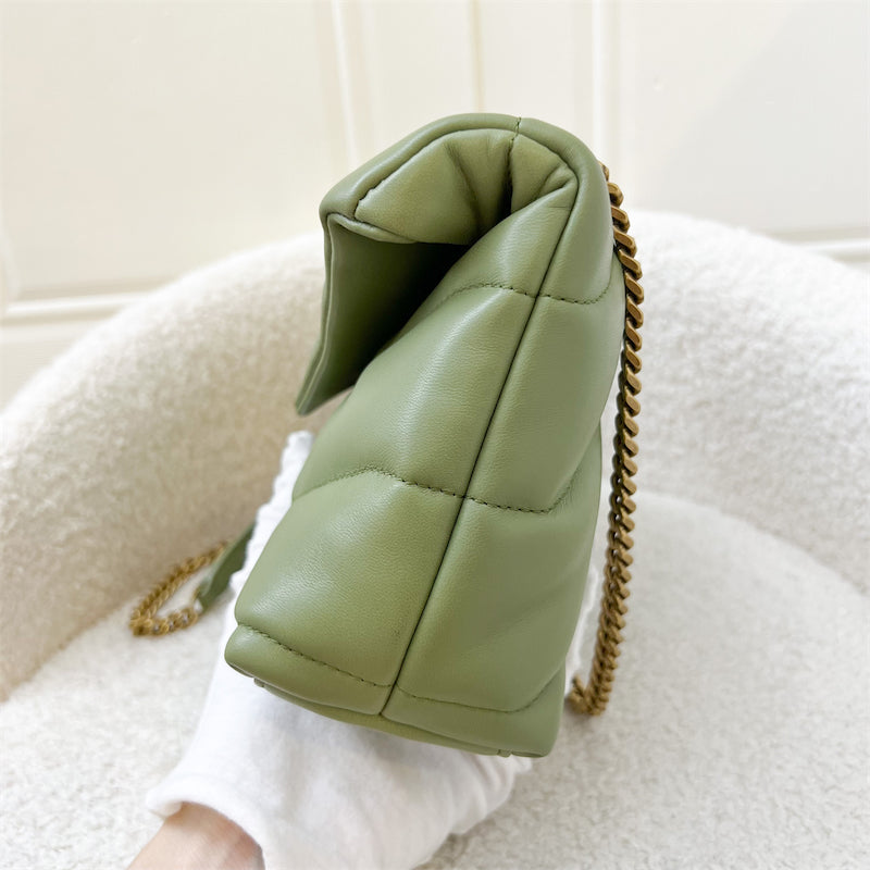 Saint Laurent YSL Mini / Toy Puffer Bag in Sage Green Lambskin and AGHW