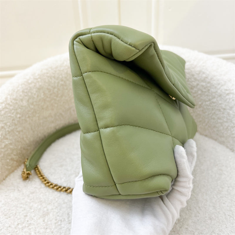 Saint Laurent YSL Mini / Toy Puffer Bag in Sage Green Lambskin and AGHW