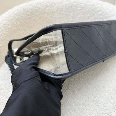 Chanel 19S Coco Sand Flap Bag with Pearls in PVC, Black Leather and LGHW