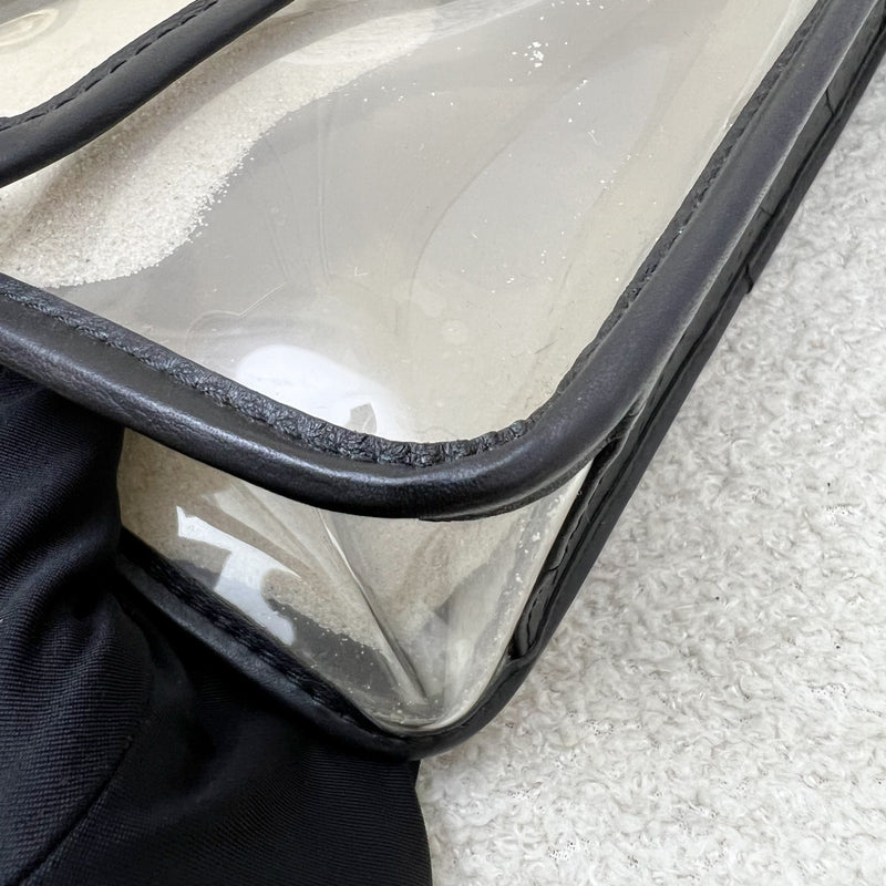 Chanel 19S Coco Sand Flap Bag with Pearls in PVC, Black Leather and LGHW