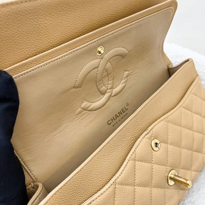 Chanel Medium Classic Flap CF in Dark Beige Caviar and 24K Gold Plated HW